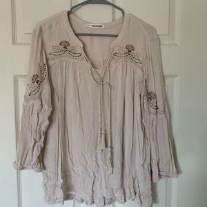 Cream Bead-Detailed Blouse